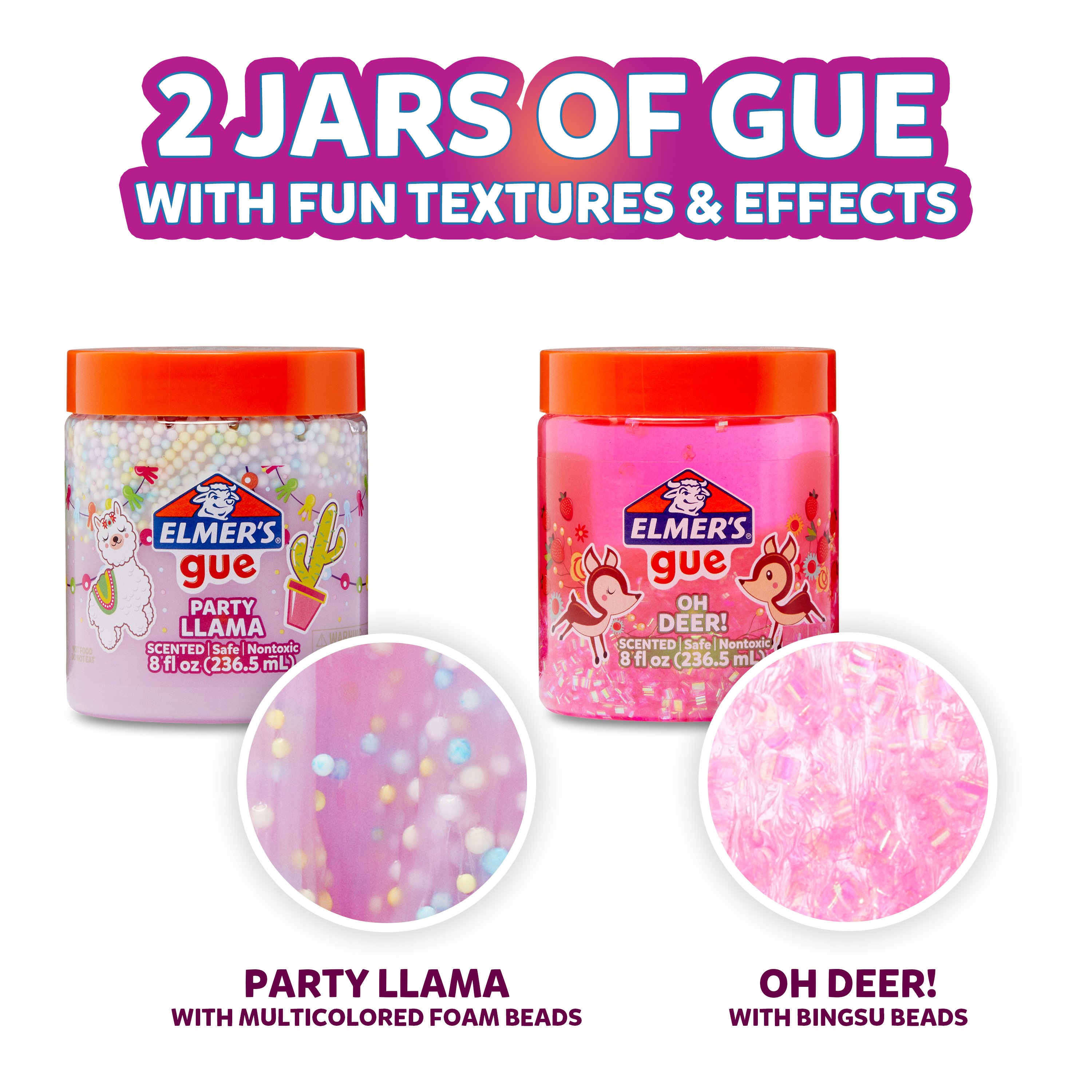 Elmer's Gue Premade Animal Party Variety Scented Crunchy Slime and Bingsu  Bead Slime